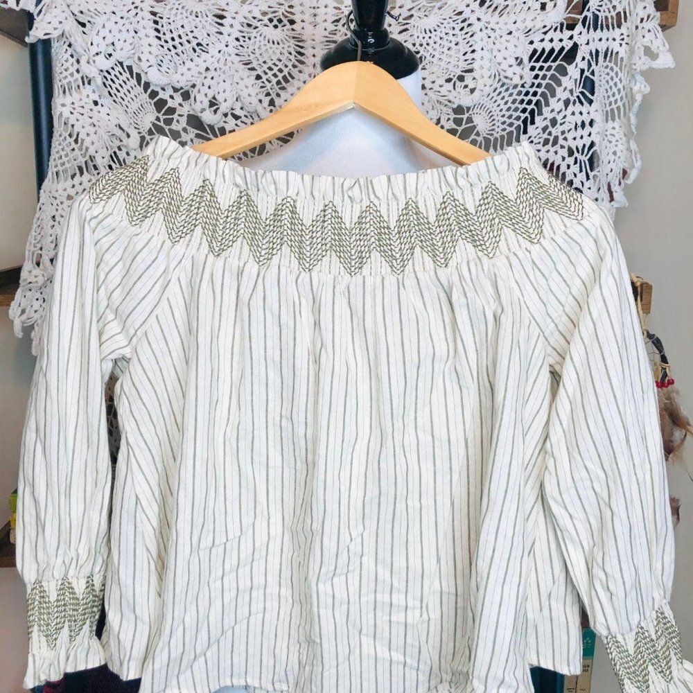 Anthropologie Moon River Off‎ Shoulder Boho Western Shirt S